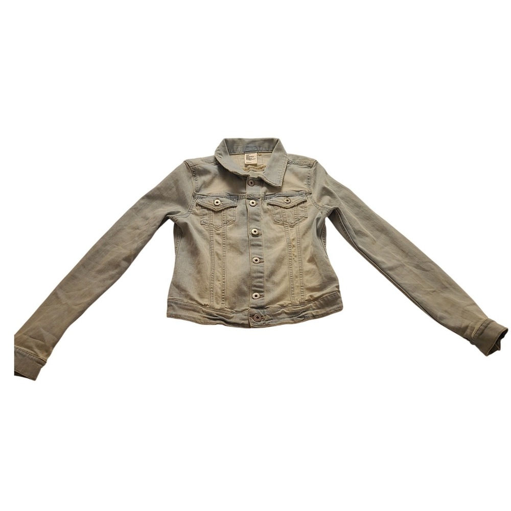 HM Denim Light Wash Distressed Jean Trucker Jacket Women's Size 6 Light Blue